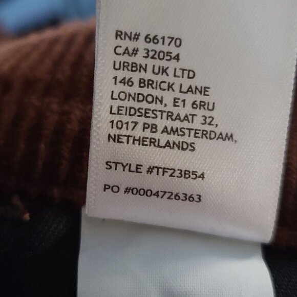 Teddy Fresh Applique Corduroy Pants Unisex Size 30 Brown Embroidered NWOT - Picture 12 of 12